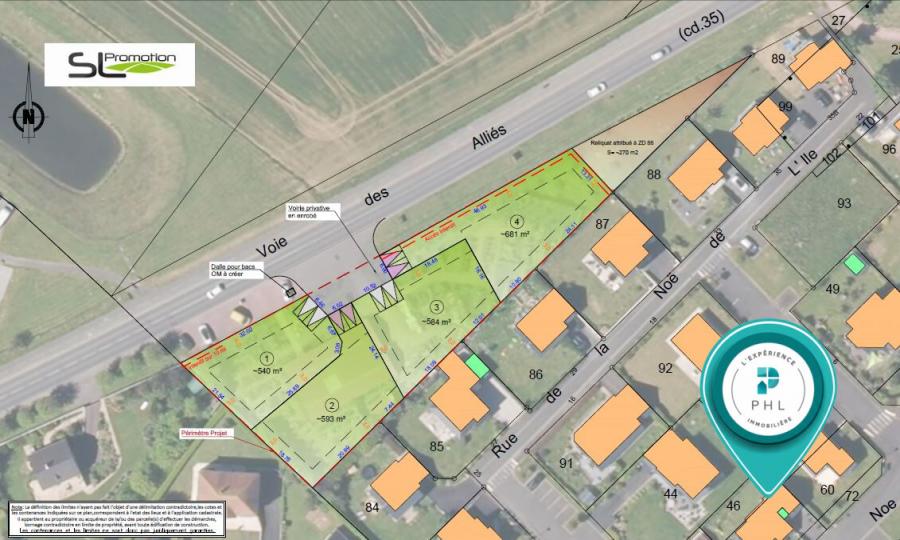 TERRAIN CONSTRUCTIBLE, PETIT LOTISSEMENT DE 4 PARCELLES, 685 M² SUR DOUVRES LA DELIVRANDE