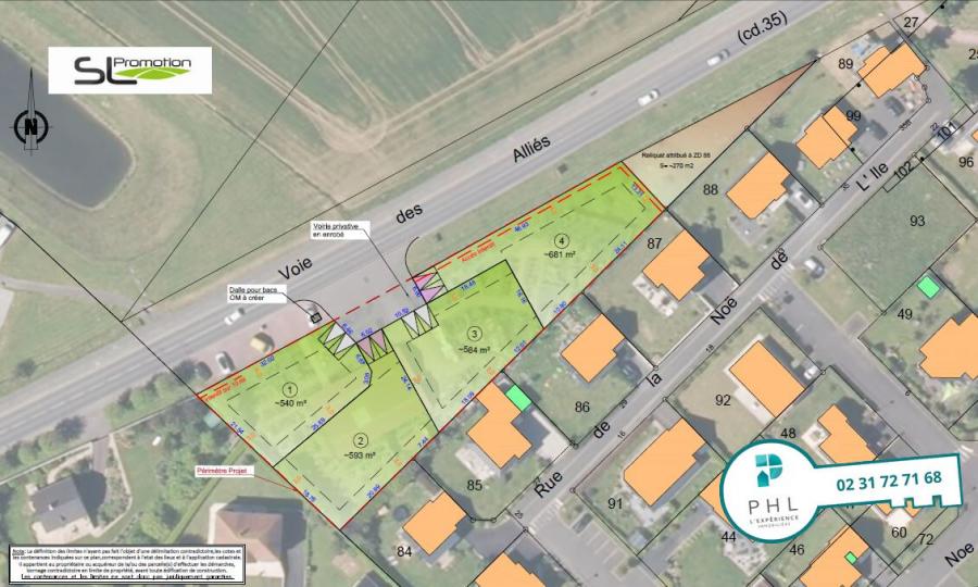 TERRAIN CONSTRUCTIBLE, PETIT LOTISSEMENT DE 4 PARCELLES, D'ENVIRON 585 M² SUR UNE COMMUNE DE LA COTE DE NACRE